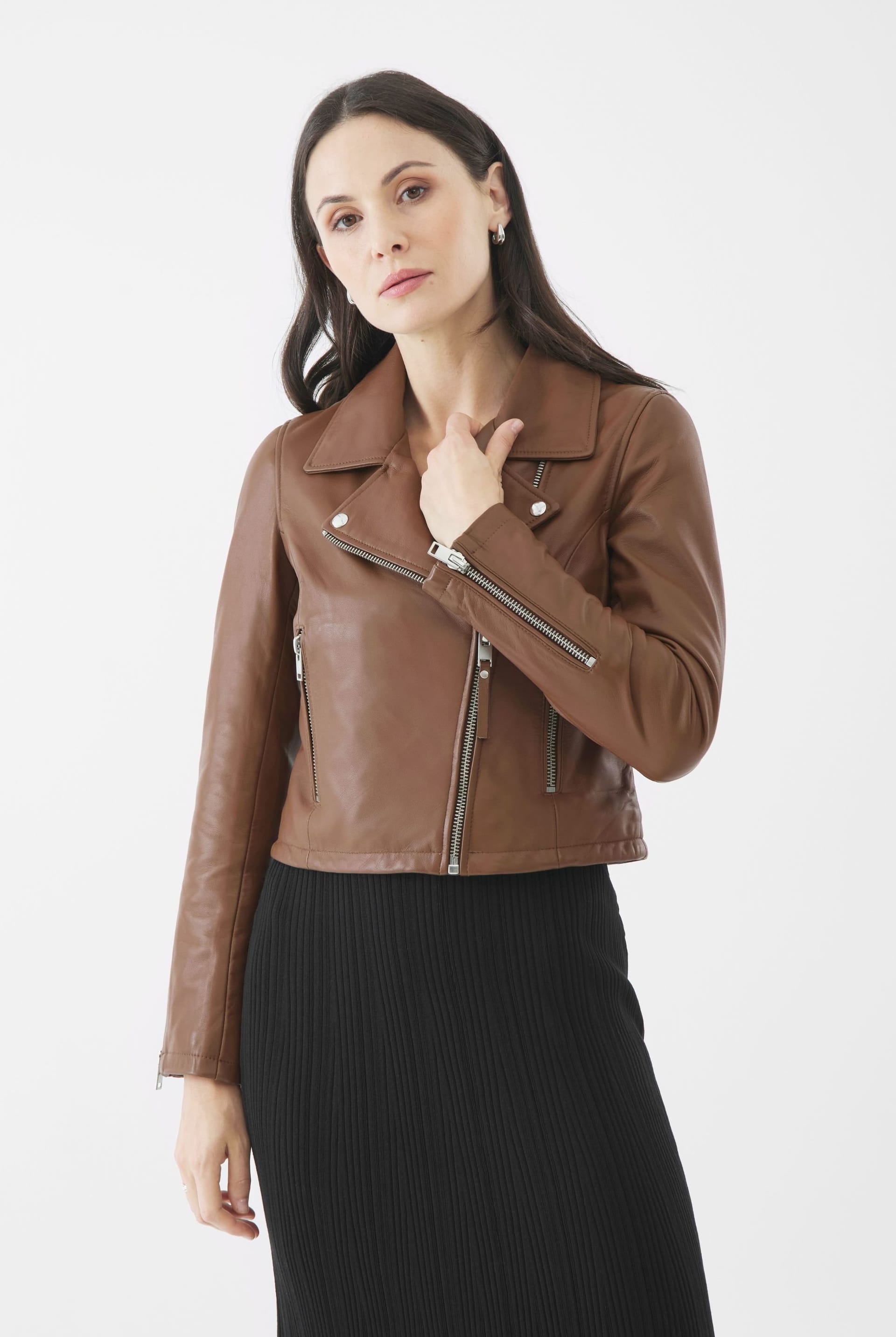 Bolongaro Trevor Bolongaro Trevor Women's Real Leather Millie Biker Jacket in Camel - 4