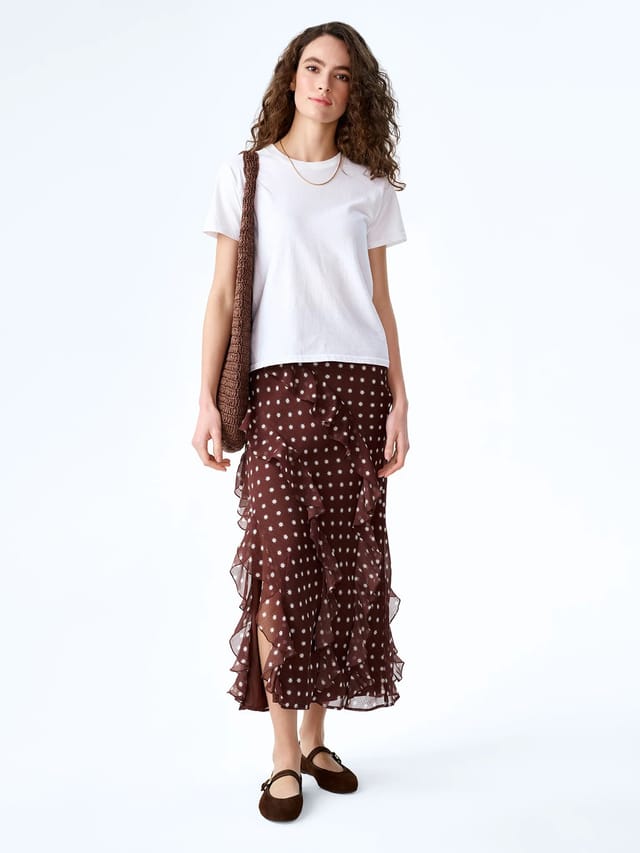 OMNES Darline Skirt in Brown Starburst Print - 2
