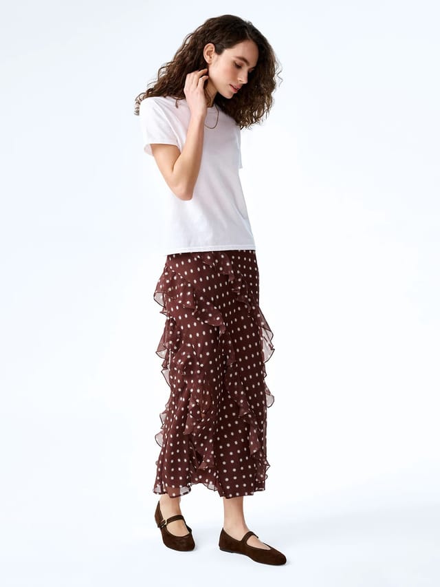 OMNES Darline Skirt in Brown Starburst Print - 3