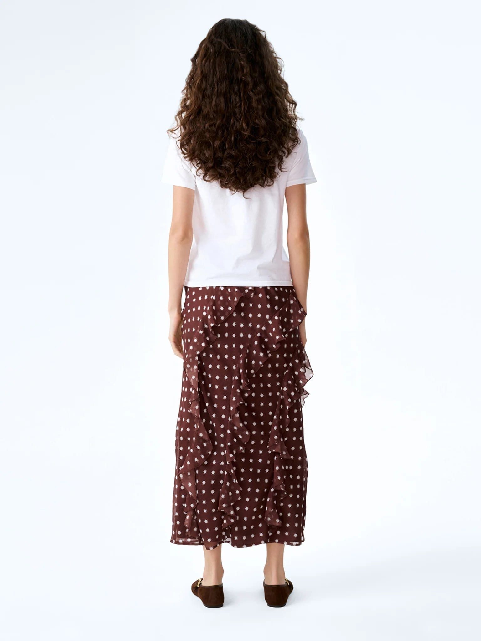 OMNES Darline Skirt in Brown Starburst Print - 4