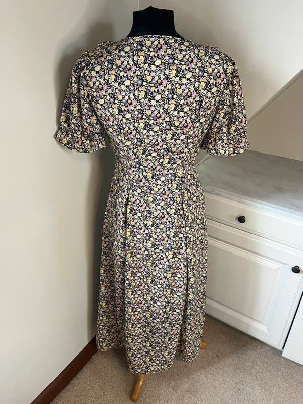 Cameo Rose Cameo Rose Black Yellow Lilac Floral Print Wrap Frill Maxi Summer Dress Size 8/10