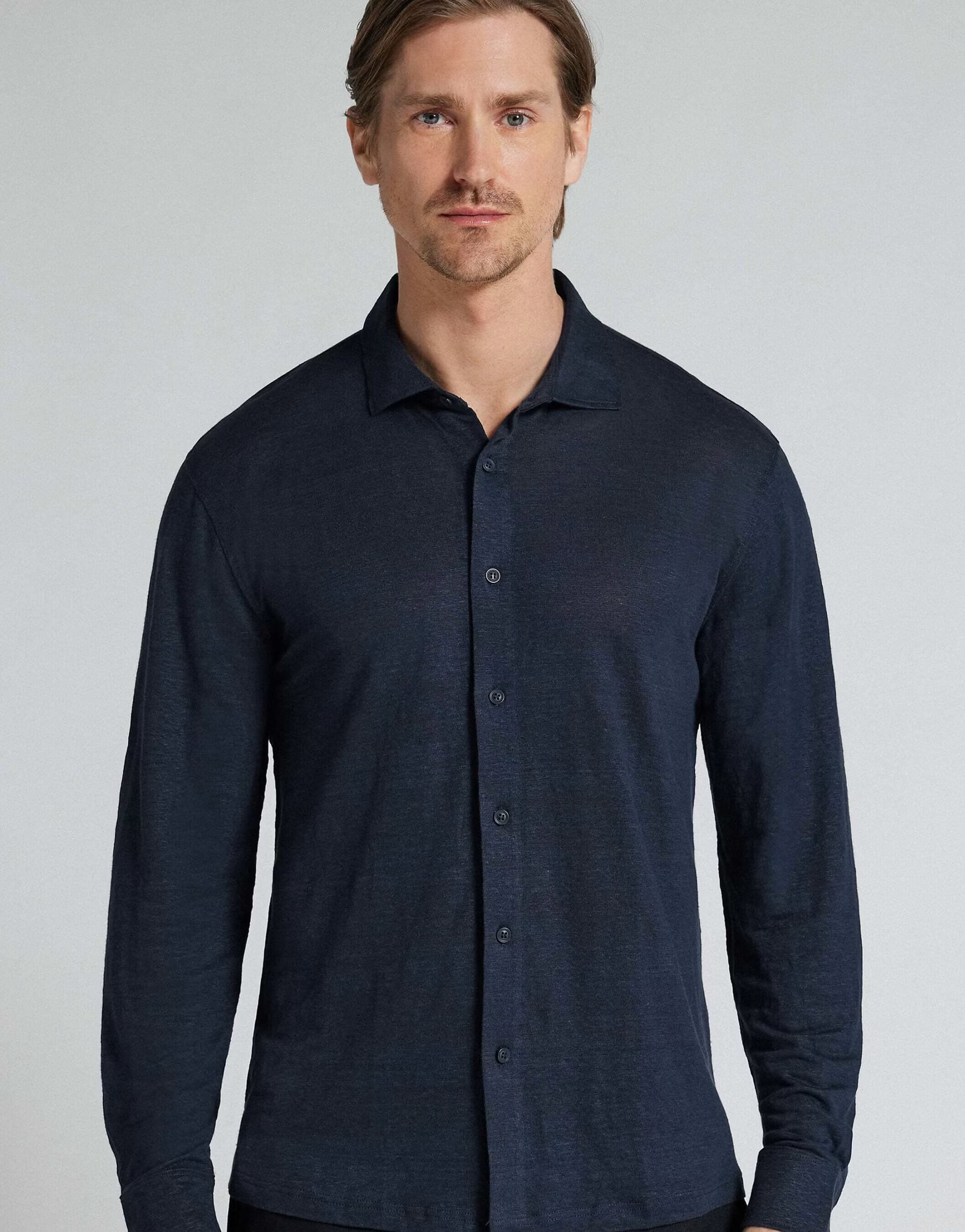 ASOS Intimissimi Navy Blue Linen Shirt by ASOS