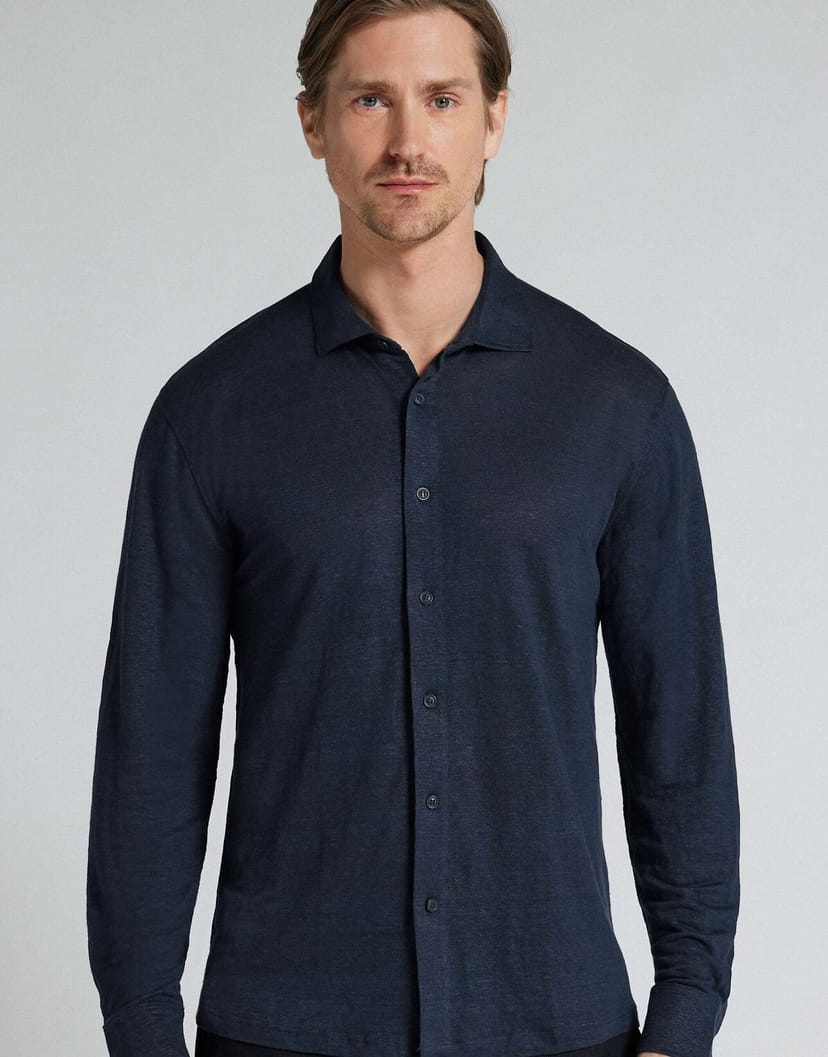 ASOS Intimissimi 100% soft linen shirt in ocean blue - 1