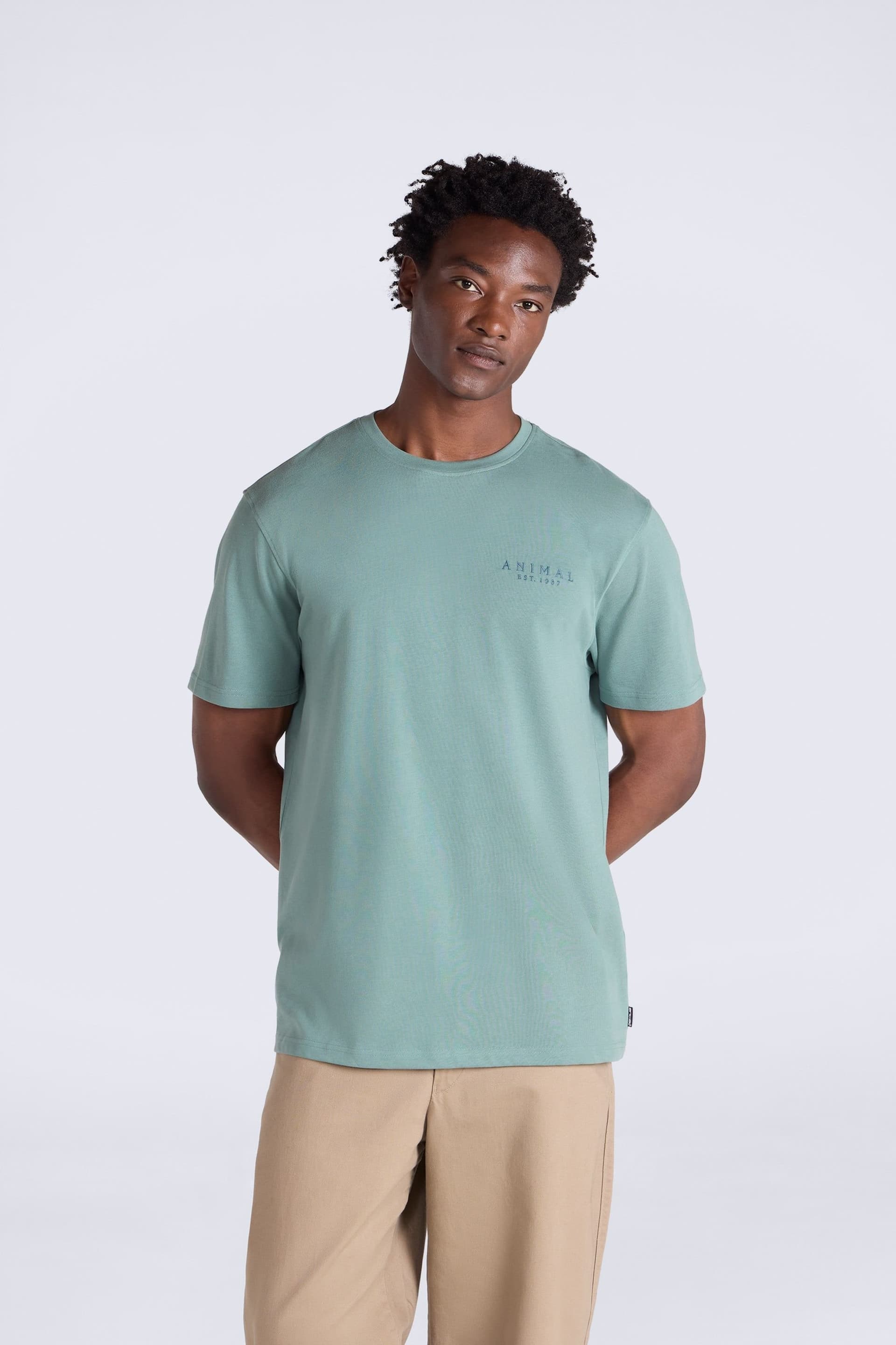 Animal Animal Men's 'Chase' Breathable Short Sleeve Cotton Relaxed Fit T-Shirt in Green