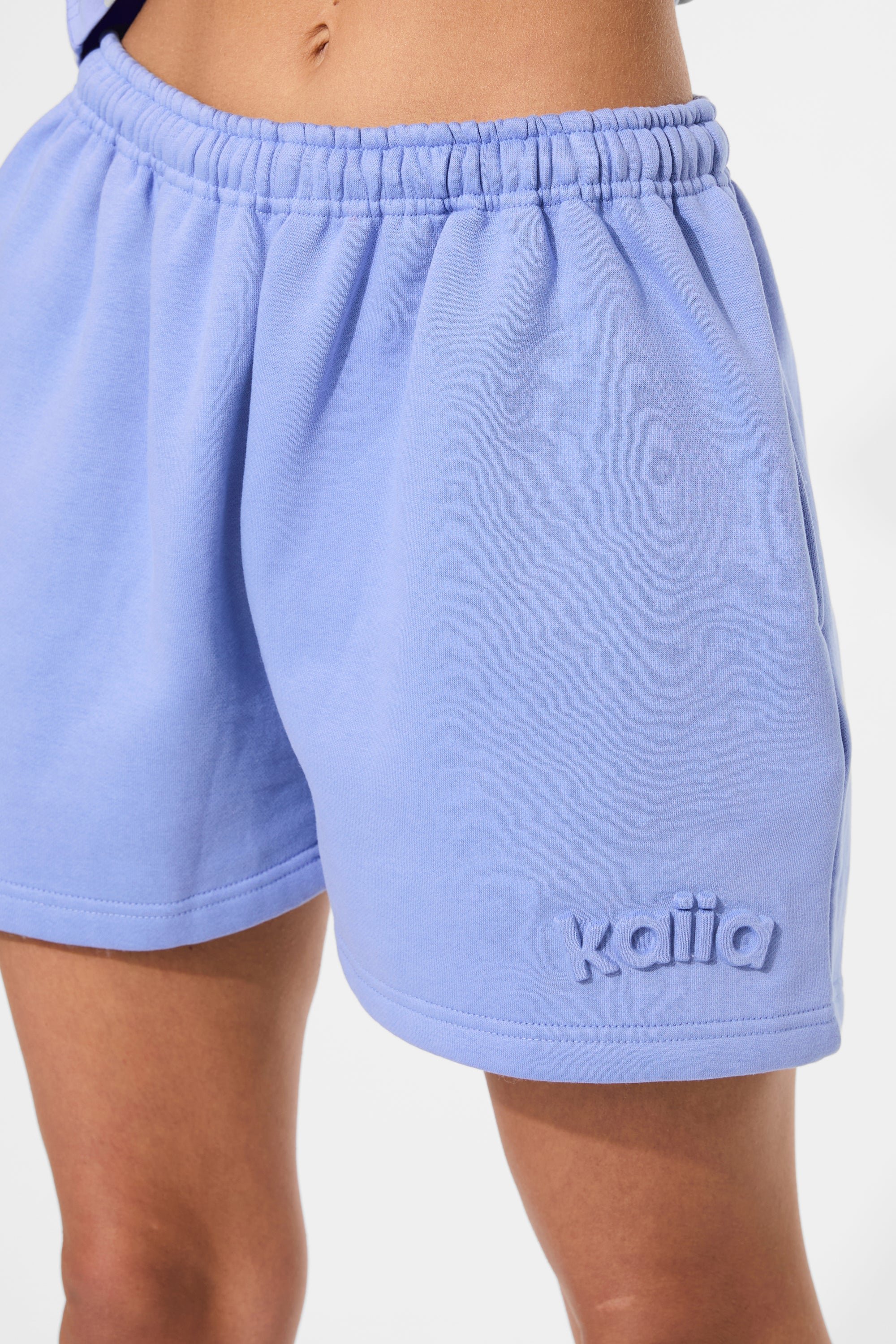 Kaiia Kaiia Embossed Logo Sweat Shorts Cornflower Blue - 3