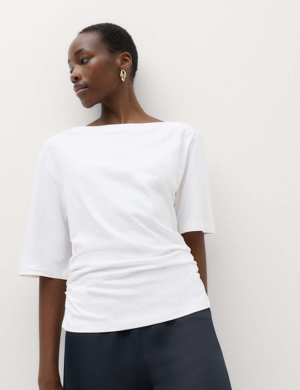 Marks & Spencer M&S Pure Cotton Off The Shoulder Top White
