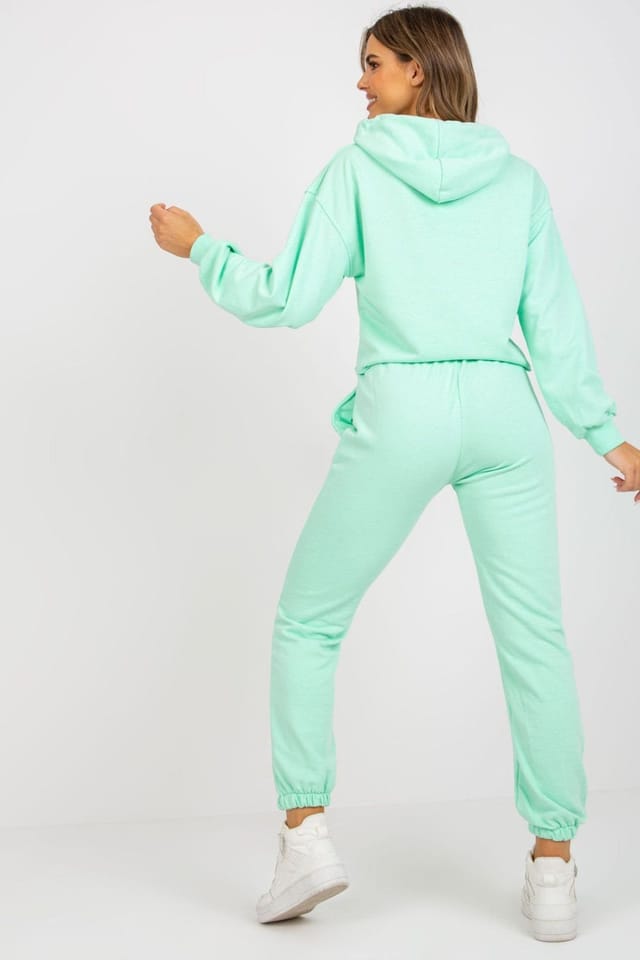 Love Lace Love Lace Women's Hooded Sweatshirt & High Waist Pants Set Style 170388 in Green - 3