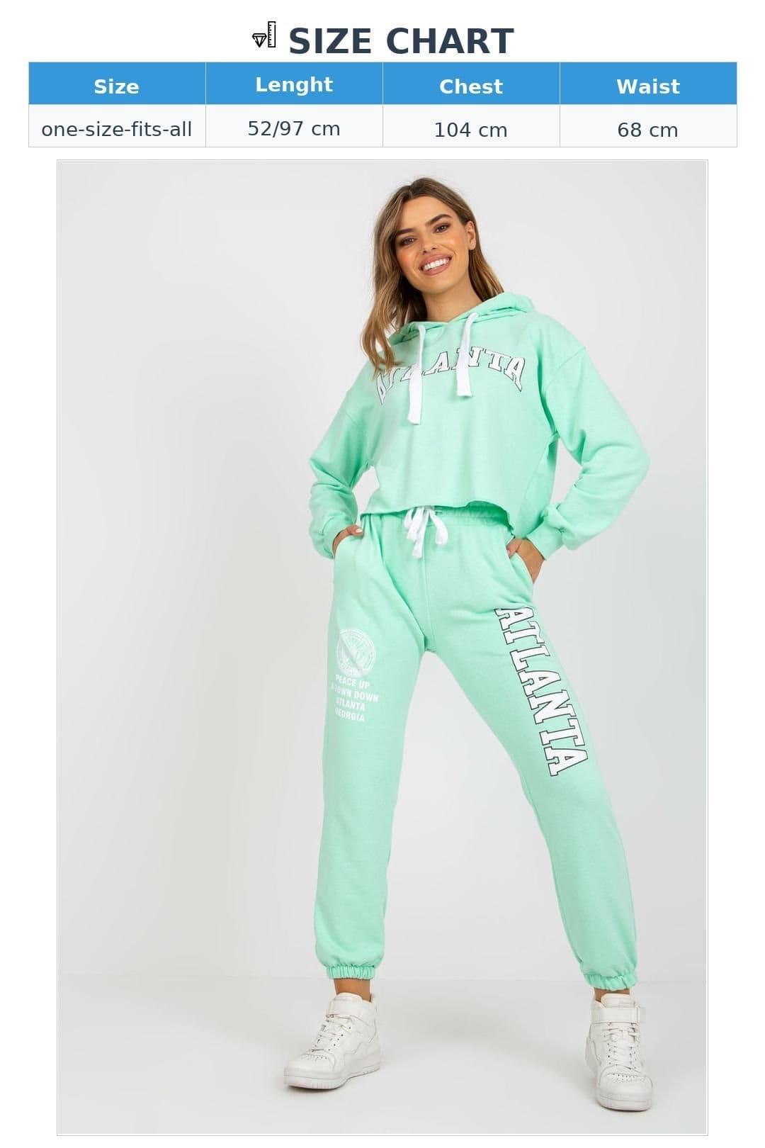 Love Lace Love Lace Women's Hooded Sweatshirt & High Waist Pants Set Style 170388 in Green - 4