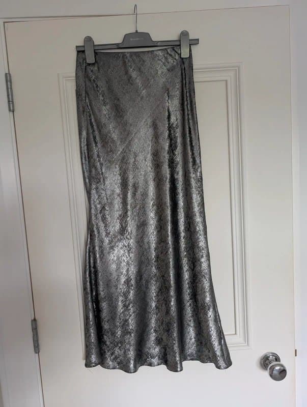 New Look New Look Silver Satin Skirt
