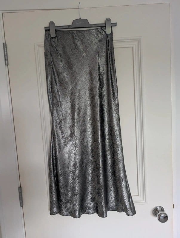 New Look Silver Satin Maxi Skirt