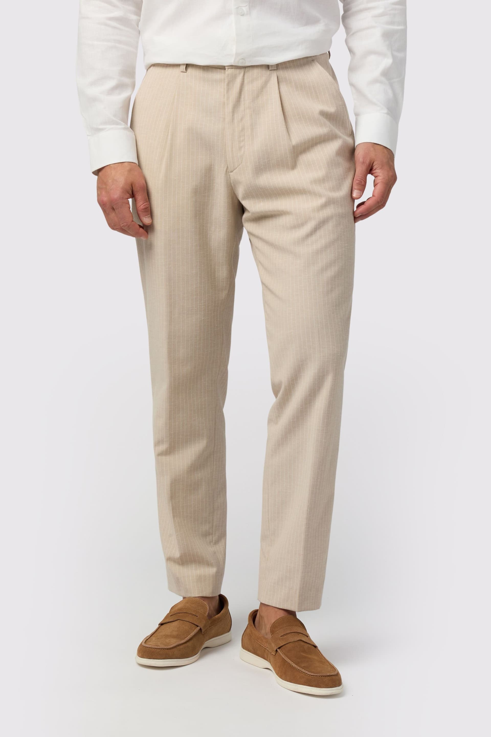 Melka Melka Men's Striped Trousers in Beige