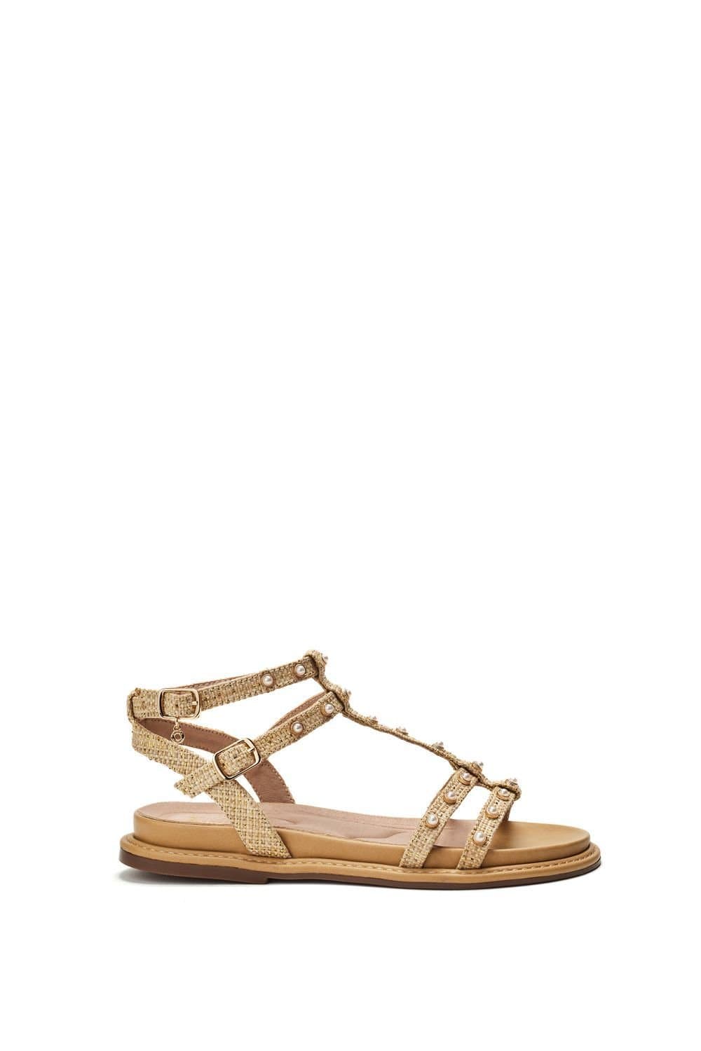 Moda In Pelle Moda In Pelle Natural Pearl Studded Strappy Sandals