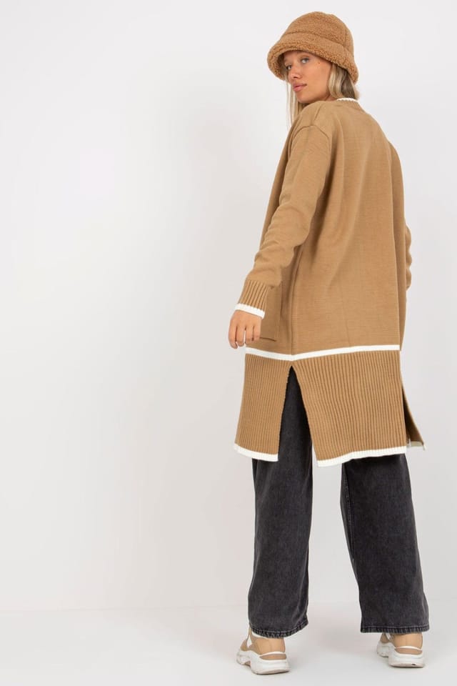 Love Lace Love Lace Women's Long Sleeve Open Front Cardigan with Pockets in Camel - 2