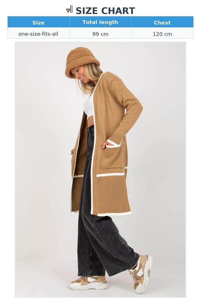 Love Lace Love Lace Women's Long Sleeve Open Front Cardigan with Pockets in Camel - 3