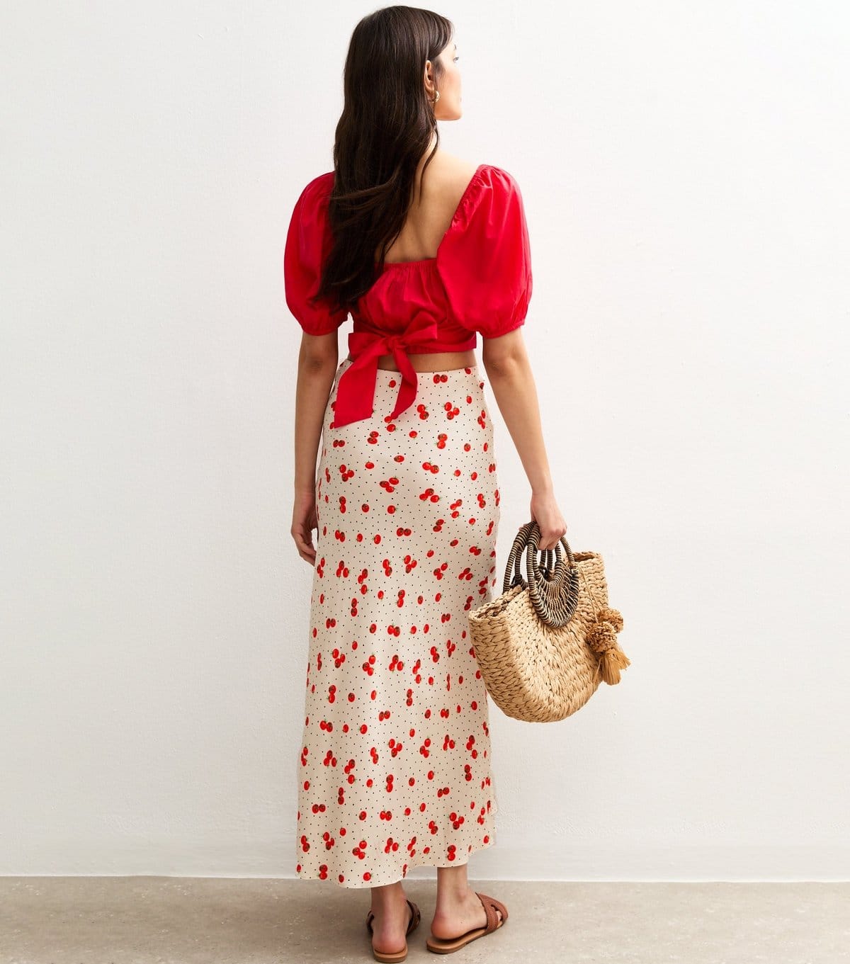New Look Women's White Tomato Print Bias Cut Midi Skirt New Look - 4