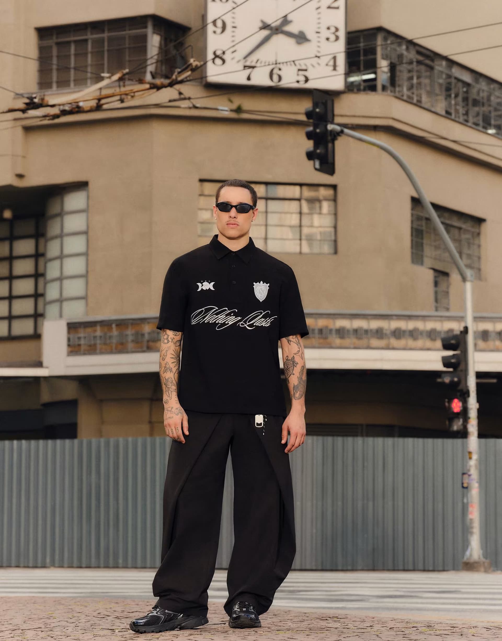 ASOS Bershka Double super baggy trousers in black