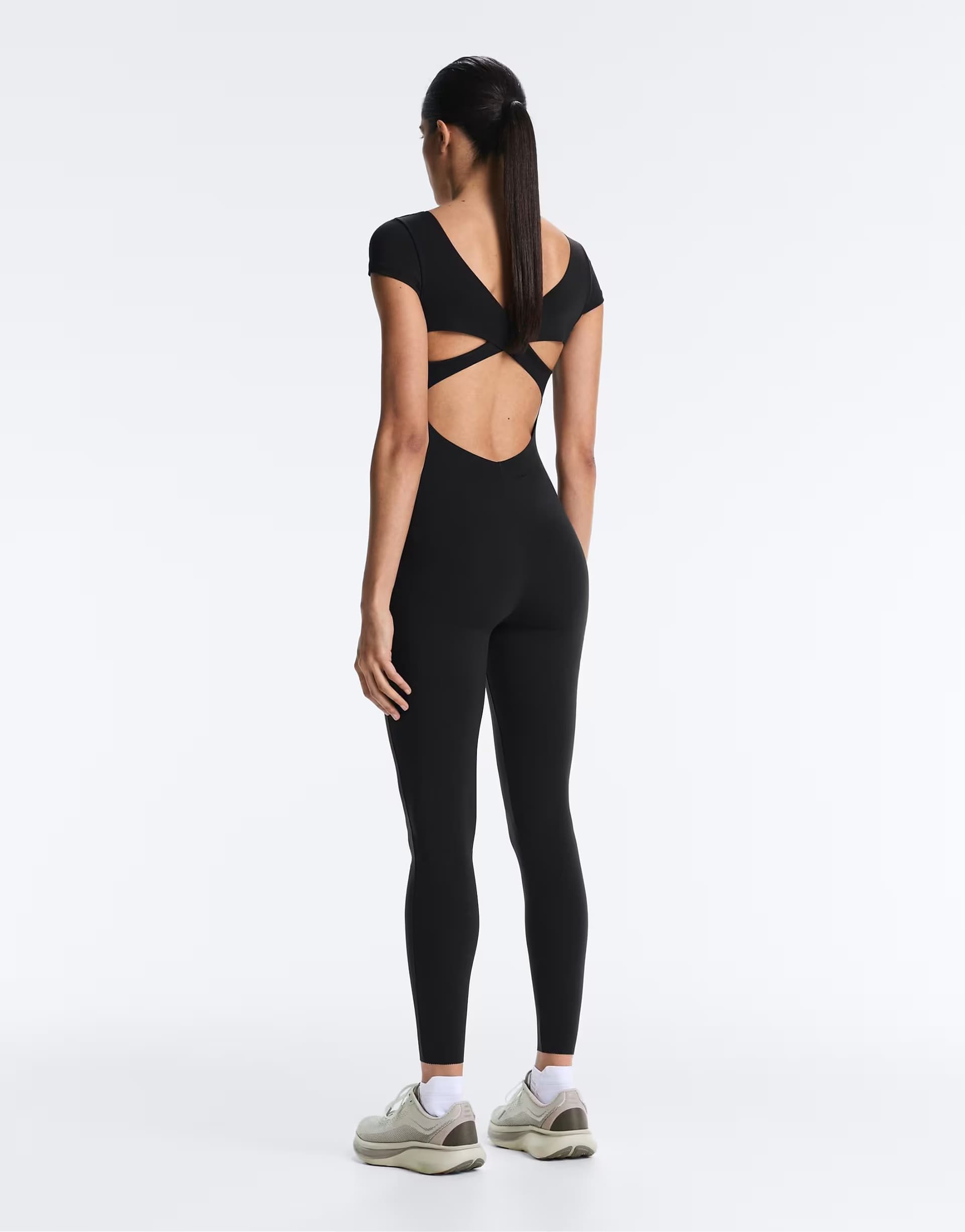 ASOS OYSHO Compressive short-sleeve jumpsuit in black