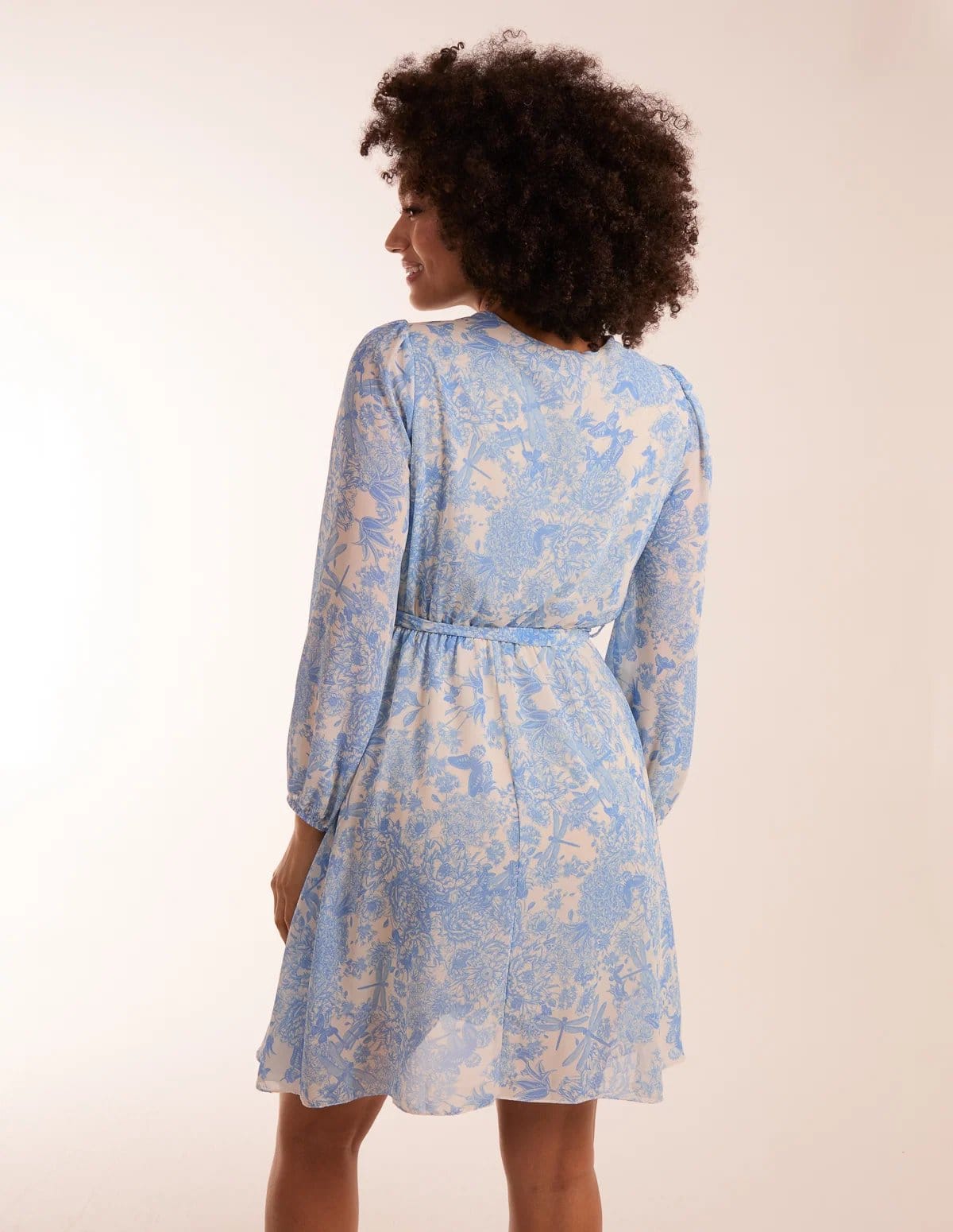 Blue Vanilla Butterfly Floral Wrap Dress - 4