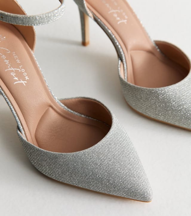 New Look Women's Extra Wide Fit Silver Metallic Stiletto Heel Court Shoes New Look - 3