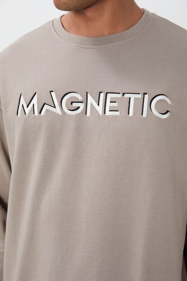 Tommy Life Tommy Life Men's Printed Crew Neck Sweatshirt in Stone - 2