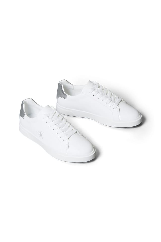 Calvin Klein Calvin Klein Women's Low Pro Cups Laceup Lth Met Bright White/Silver in White - 2