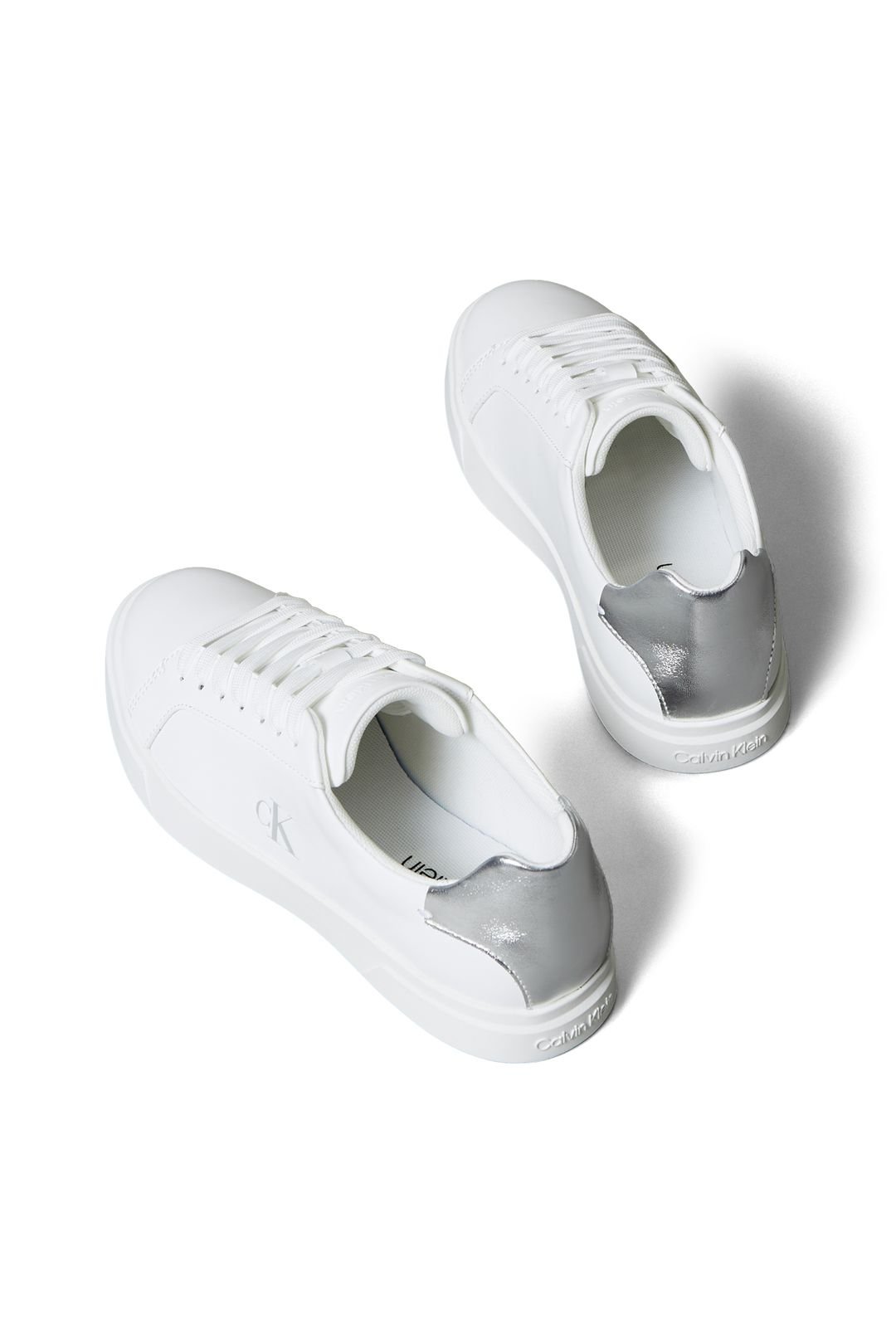 Calvin Klein Calvin Klein Women's Low Pro Cups Laceup Lth Met Bright White/Silver in White - 3