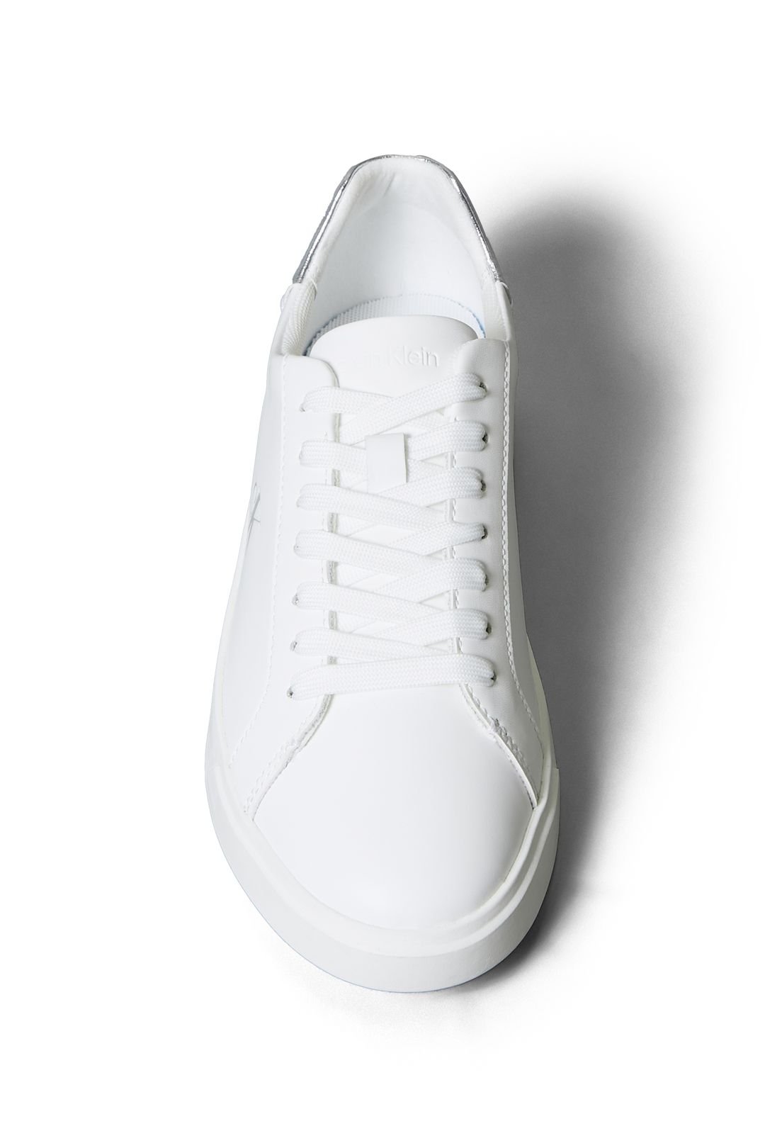 Calvin Klein Calvin Klein Women's Low Pro Cups Laceup Lth Met Bright White/Silver in White - 4