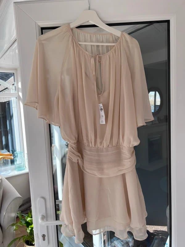 Abercrombie & Fitch Abercrombie&Fitch beige dramped mini dress size medium new with Tags