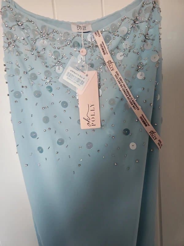 Oh Polly BNWT Oh Polly Merope Hand Embellished Maxi Skirt Sky Blue - UK 8 (Batch A / 6799)