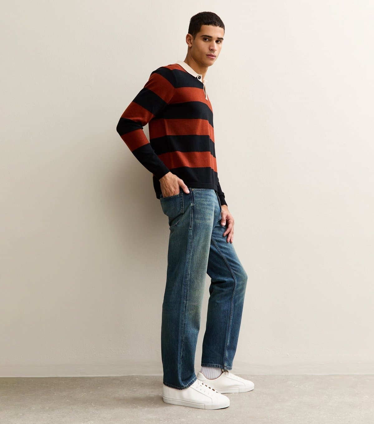 jack & jones Men's Mid Blue Regular Straight Leg Jeans Jack & Jones New Look