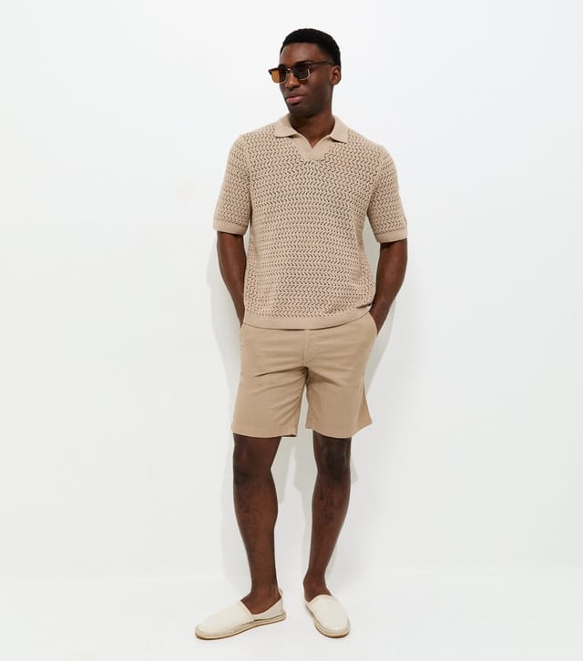 jack & jones Men's Regular Light Brown Cotton Rich Drawstring Shorts Jack & Jones New Look - 3