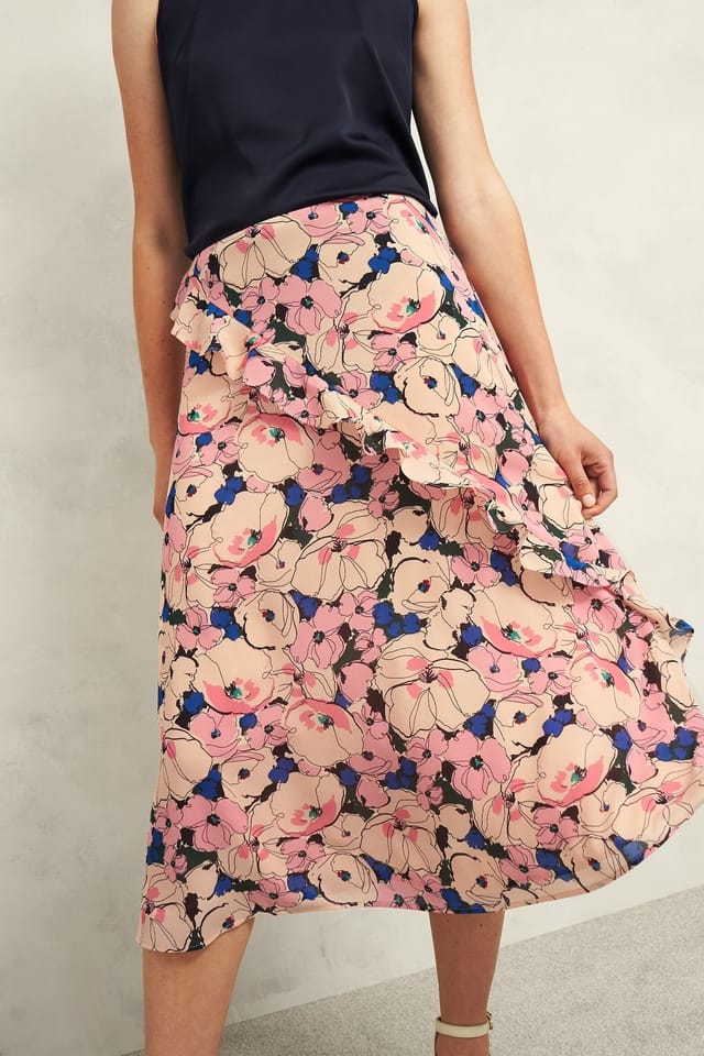 Hobbs London Hobbs London Women's Maynard High Waist Midi Skirt in Dusty Pink - 2