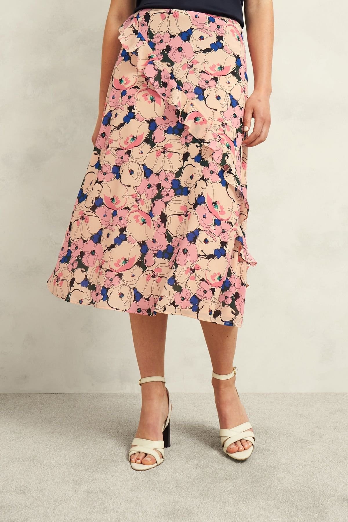 Hobbs London Hobbs London Women's Maynard High Waist Midi Skirt in Dusty Pink - 4