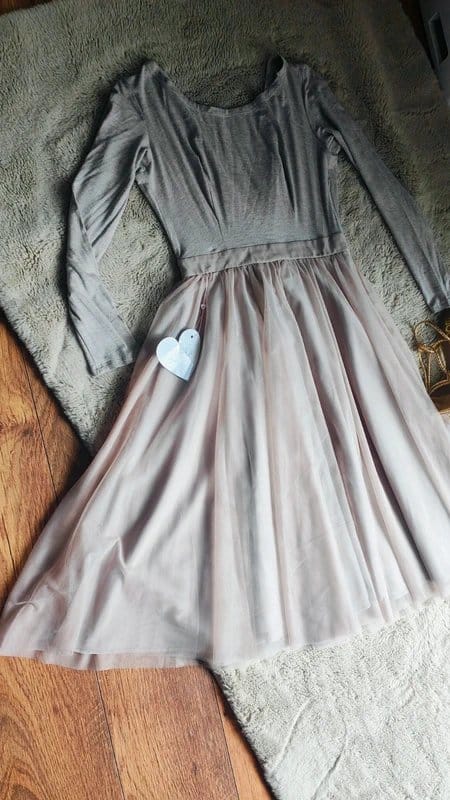 Loola Beige Tulle Tutu Skater Dress Medium Size 10-12
