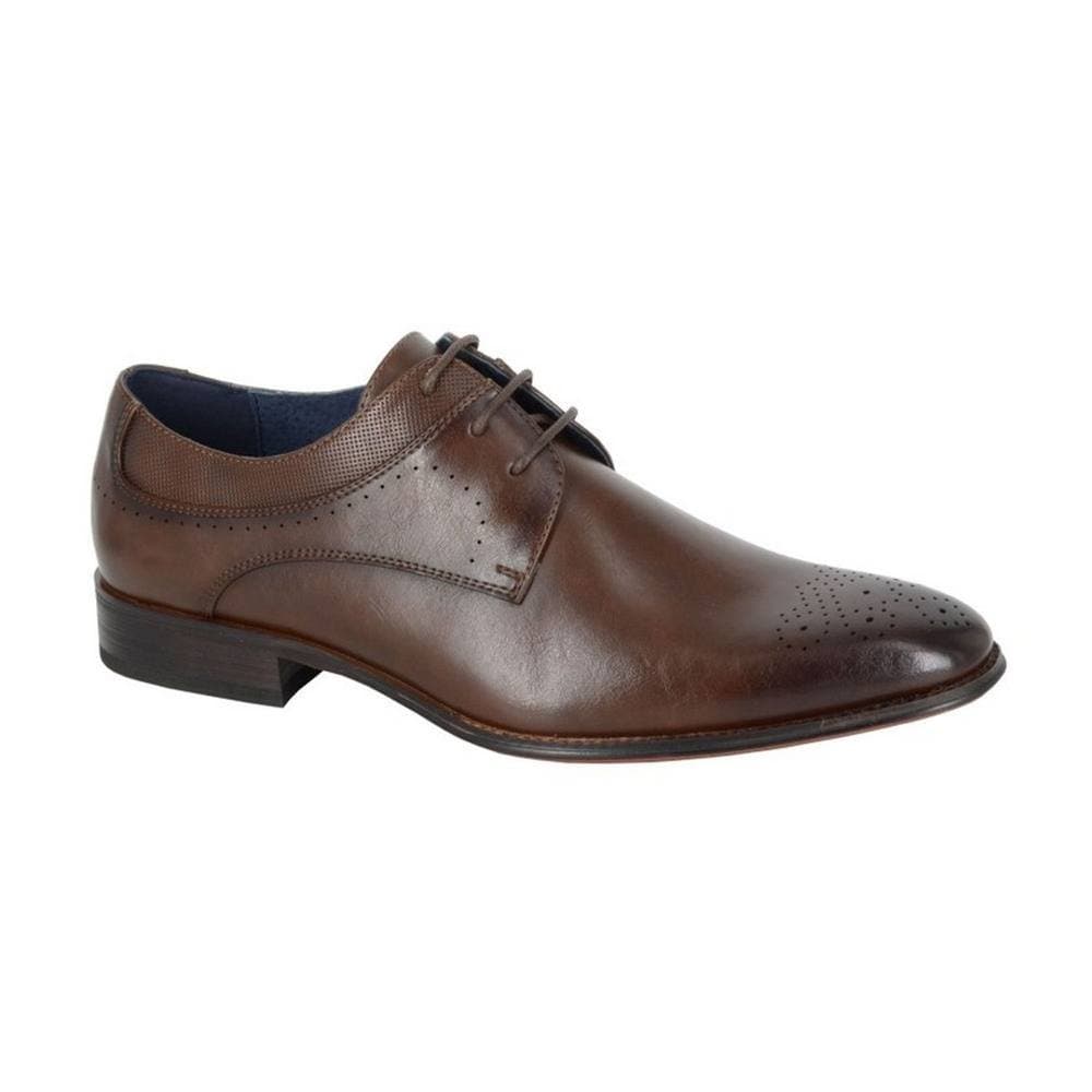 Goor Goor Men's 3 Eye Pig Leather Gibson Brogue in Dark Brown