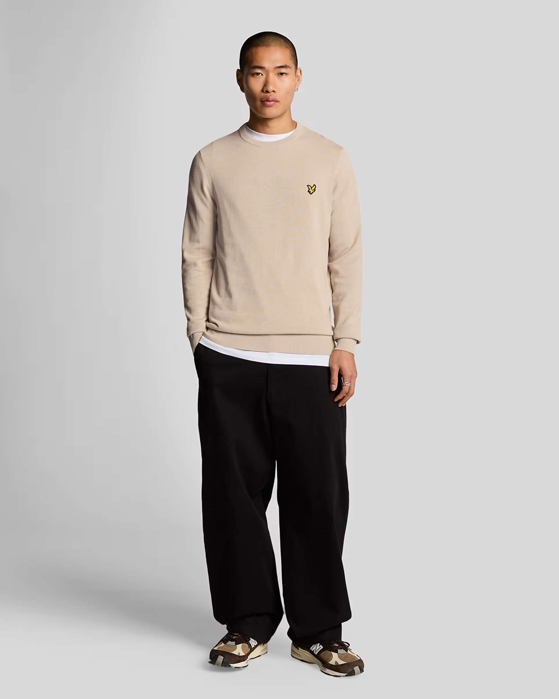 ASOS Lyle & Scott Mid knits cotton crew neck jumper in w870 cove - 1