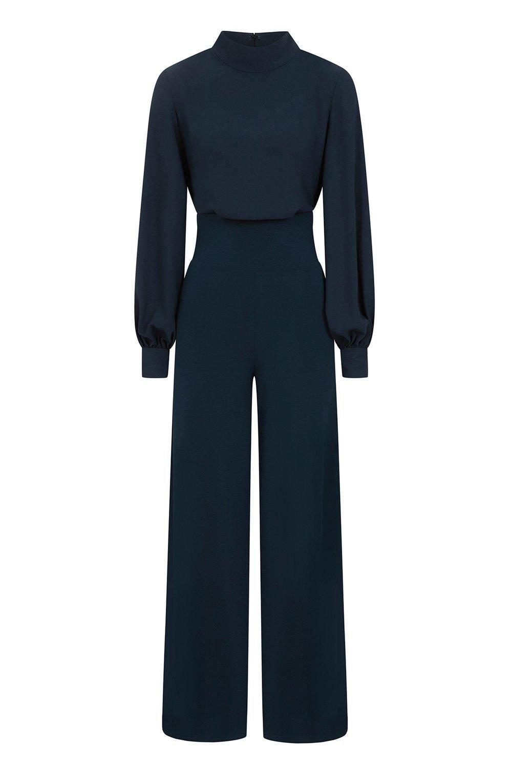 Hot Squash Hot Squash Women's Wideleg Jumpsuit with Blouson Sleeve in Teal - 3