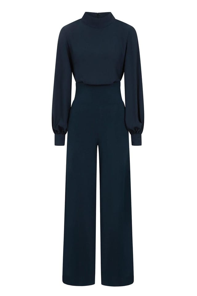 Hot Squash Hot Squash Women's Wideleg Jumpsuit with Blouson Sleeve in Teal - 3