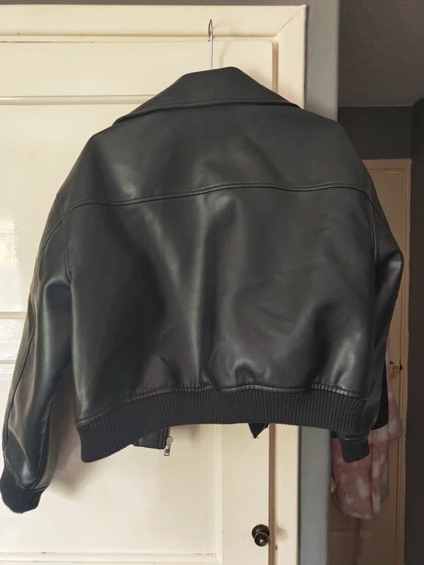 New Look Black Faux Leather Bomber Jacket