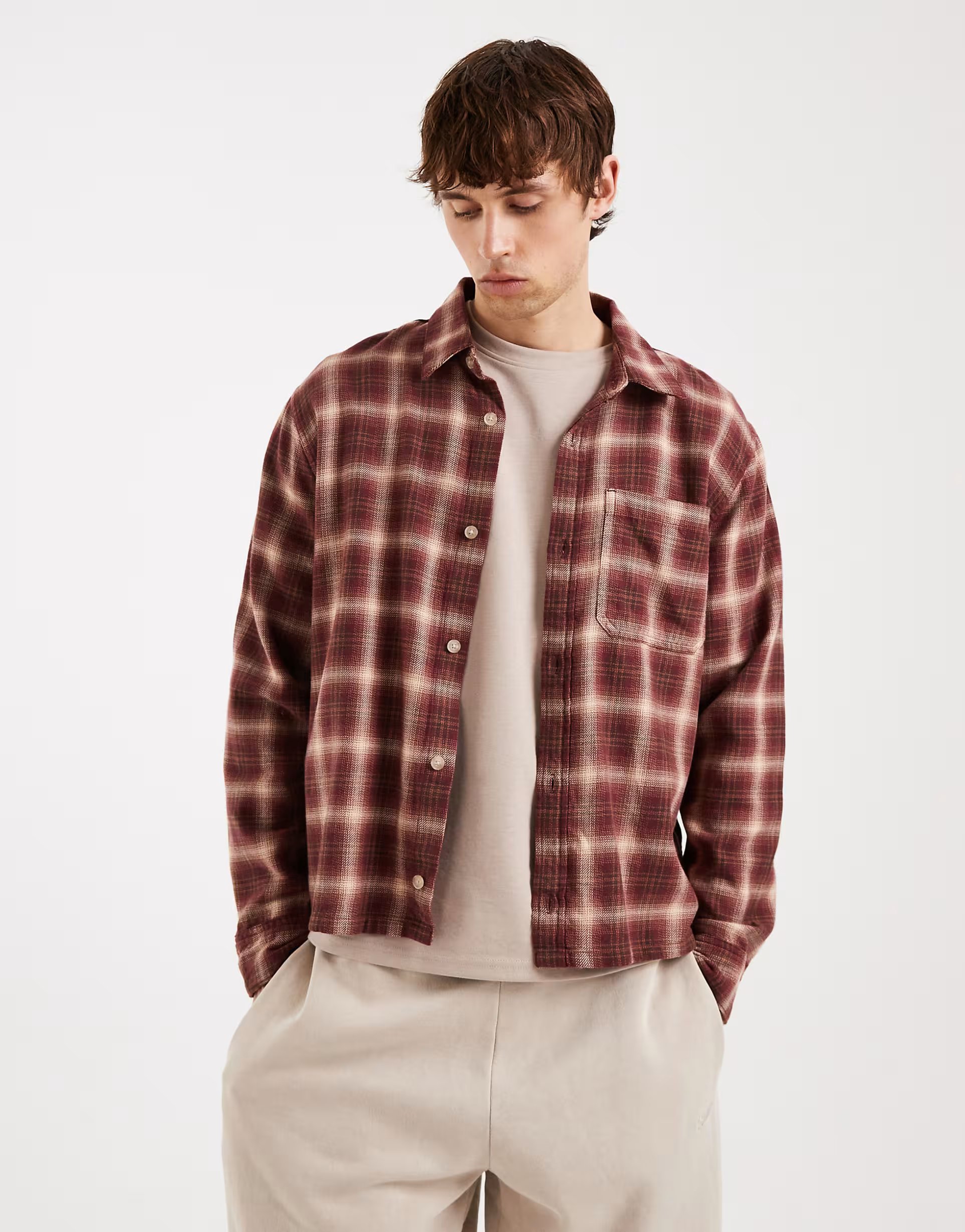ASOS Hollister long sleeve plaid shirt in red - 1