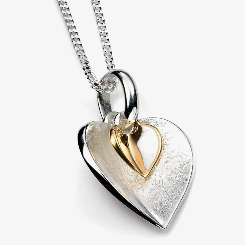 T.H.Baker T.H.Baker Women's Sterling Silver Two-Tone Double Heart Necklace P3791 N2326