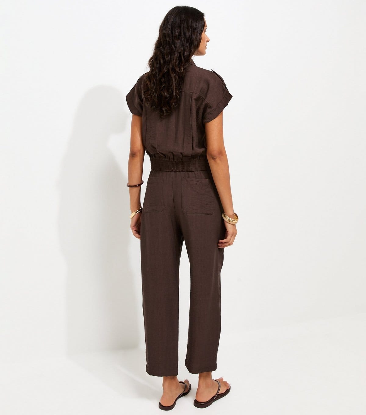New Look Women's Dark Brown Woven Ankle Grazer Trousers New Look - 4