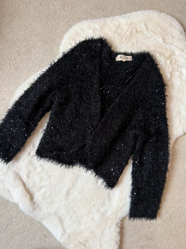 New Look New Look Y2K Vintage Old Label Fuzzy Sequin Sparkly Cardigan Cropped size Small