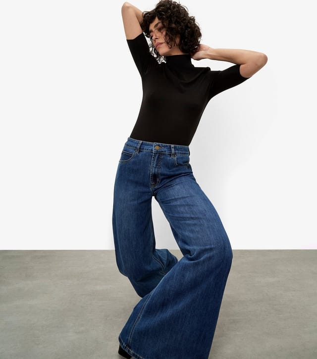 Apricot Women's Navy Super Wide Leg Jeans Apricot New Look - 3