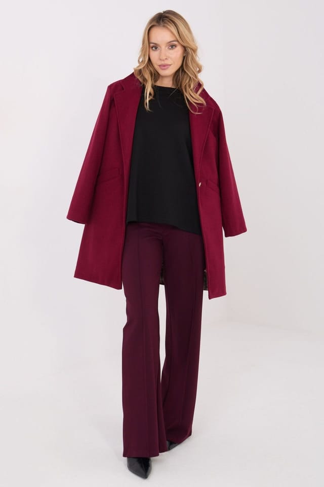 Love Lace Love Lace Women's High Waist Wide Leg Trousers Style 222242 in Burgundy - 2