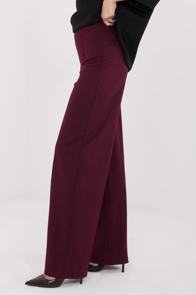 Love Lace Love Lace Women's High Waist Wide Leg Trousers Style 222242 in Burgundy - 3