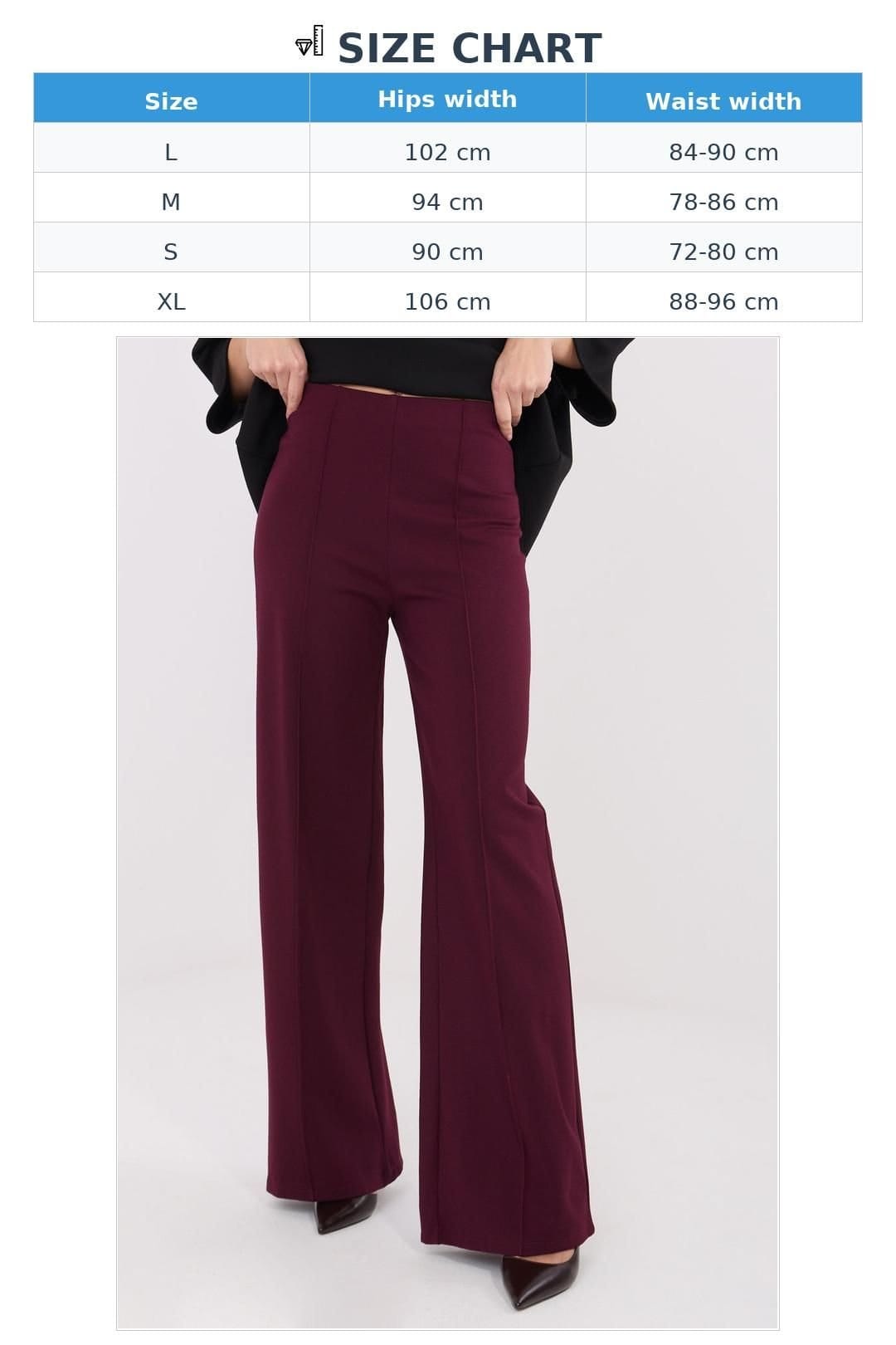 Love Lace Love Lace Women's High Waist Wide Leg Trousers Style 222242 in Burgundy - 4