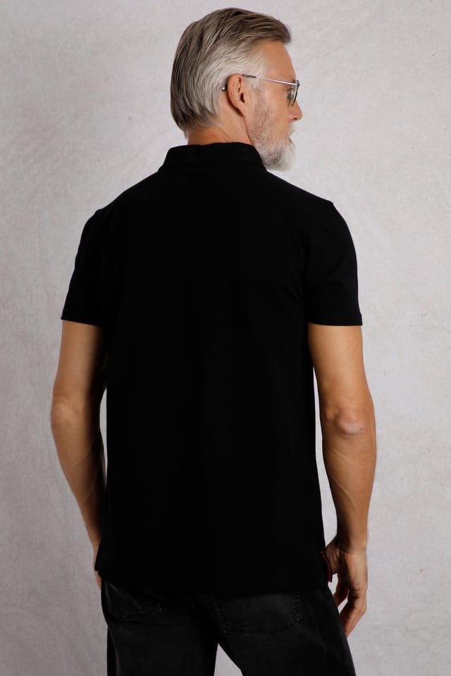 Weird Fish Weird Fish Men's Miles Pique Polo Shirt in Black - 3