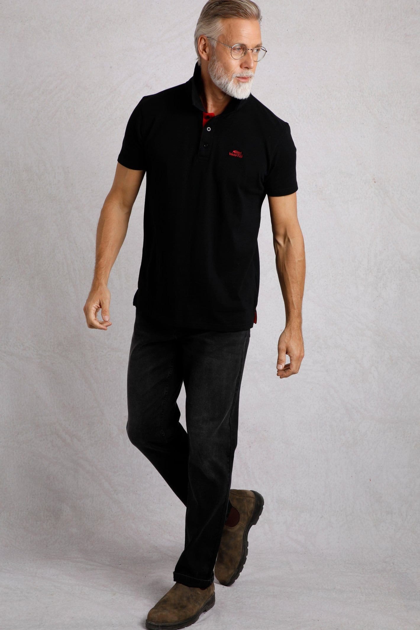 Weird Fish Weird Fish Men's Miles Pique Polo Shirt in Black - 4