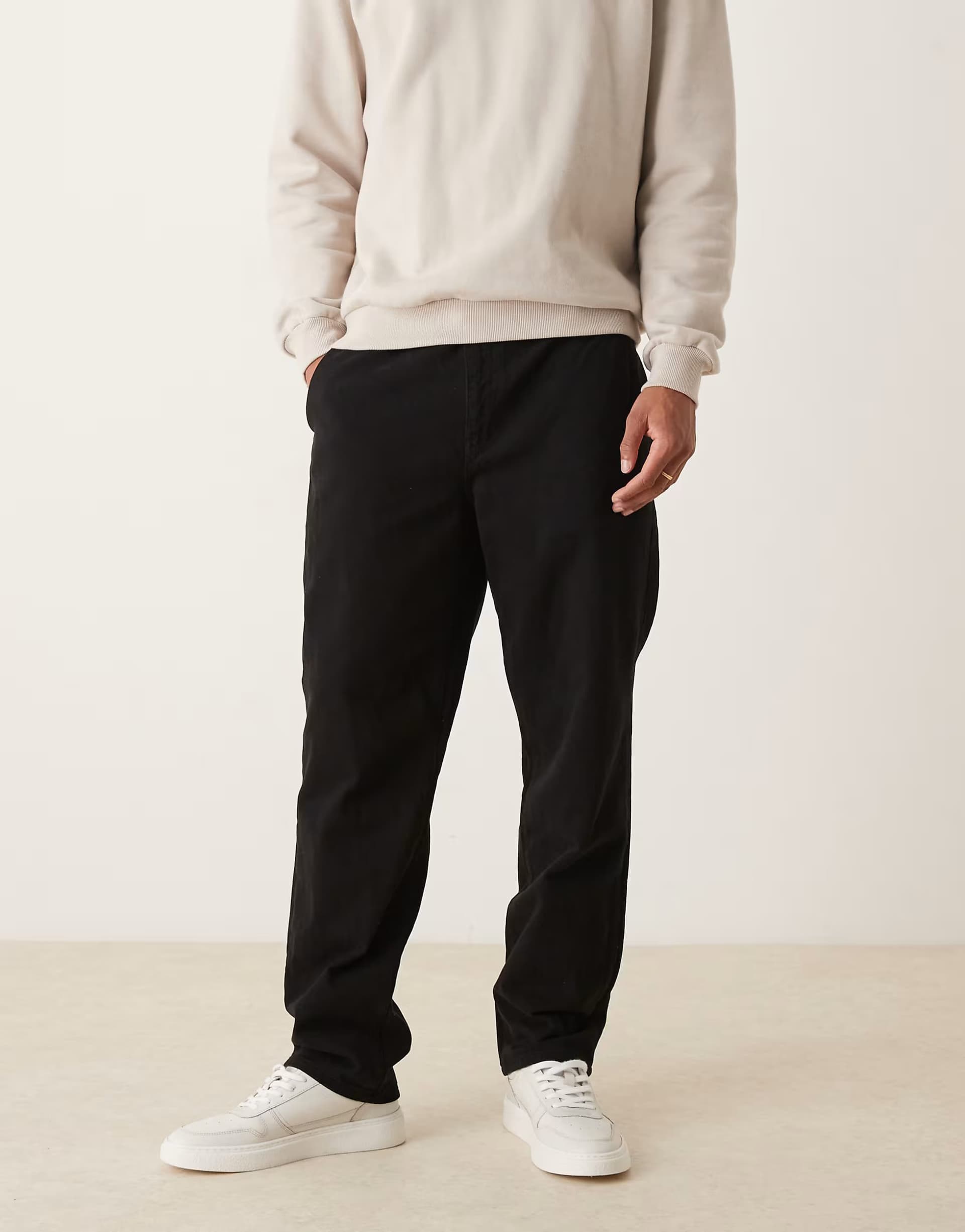 ASOS ASOS DESIGN straight pull on chinos in black